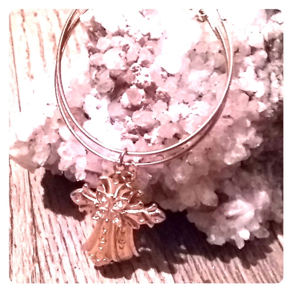 New Gold cross hoop earrings